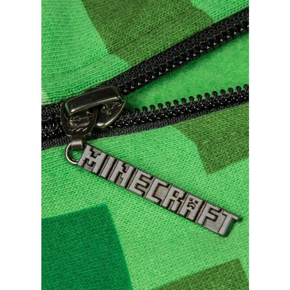 Jinx Minecraft Boys' Green Creeper Block Zip-Up Hoodie with Mask, S - Picture 4 of 11